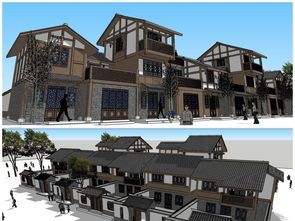 精品商業(yè)街古建筑別墅群建筑su模型設(shè)計素材 別墅建筑模型大全 18957929